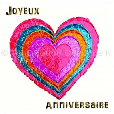 Anniversaire coeur multicolore